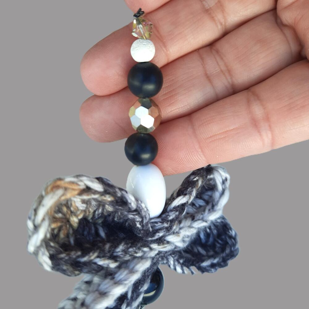 Crochet Beaded Dragonfly Bag Charm Handmade Wings Upcycled Diffuser Keychain NEW - Picture 6 of 8